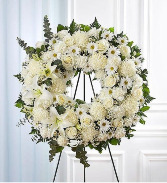 ALL WHITE SYMPATHY WREATH STANDING PIECE