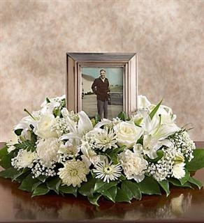 All White Urn or Picture Wreath  in Lebanon, NH | LEBANON GARDEN OF EDEN FLORAL SHOP