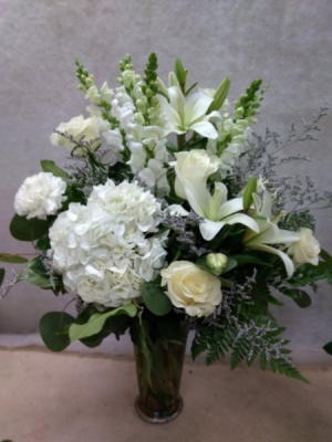 All white vase arrangement 