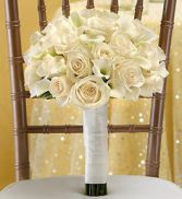 all white  wedding bouquet