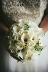 All white with anemones Bridal bouquet