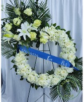 All White with Crown Standing Wreath 