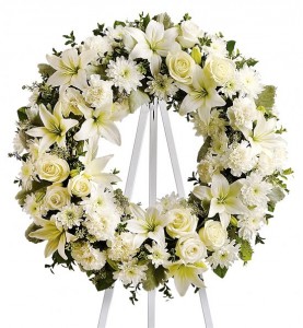 All White Wreath Funeral 