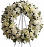 All white wreath Wreaths and open Hearts Starting at $175.00