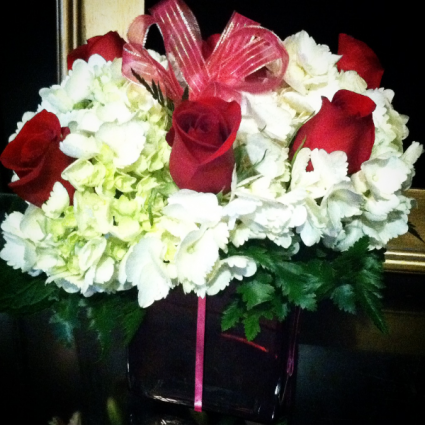 All Wrapped Up With Love Glass Cube Arrangement