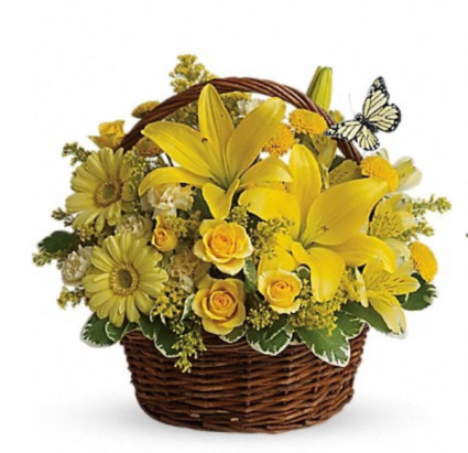 All yellow basket arrangement Basket