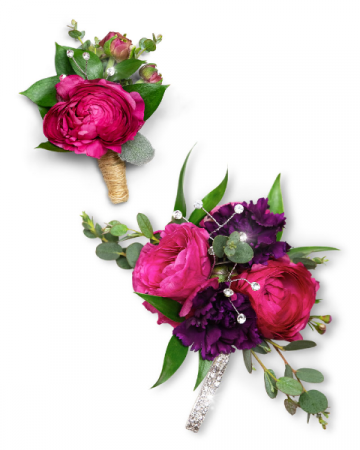 Allure Corsage and Boutonniere Set Corsage/Boutonniere in Nevada, IA | Flower Bed