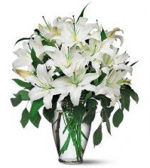 Alluring Lilies All white lily bouquet