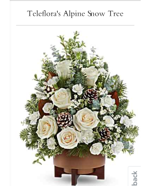 Alpine Snow tree Christmas white arrangement