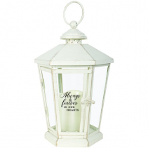 Always & Forever in our hearts Antique lighted White lantern