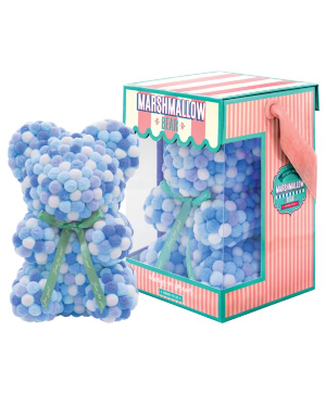 Always & Forever Pom Pom Marshmallow Bear - Blue Marshmallow Bear