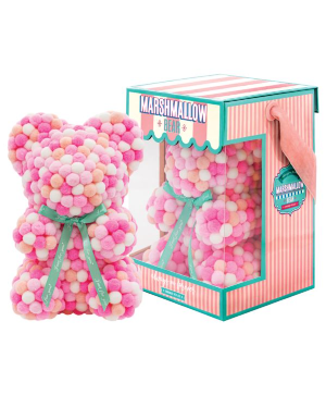 Always & Forever Pom Pom Marshmallow Bear - Pink Marshmallow Bear