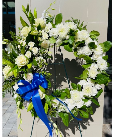 Always & Forever  Round Wreath Standing Sympathy Spray  in Hercules, CA | Le Fleur D Floral & Wedding Design