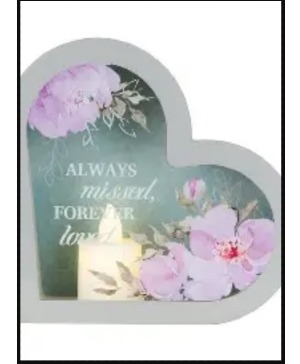 "Always missed" Small Heart Shadow Box Lanter 