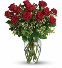 Always on My Mind - Long Stemmed Red Roses Floral Arrangement 
