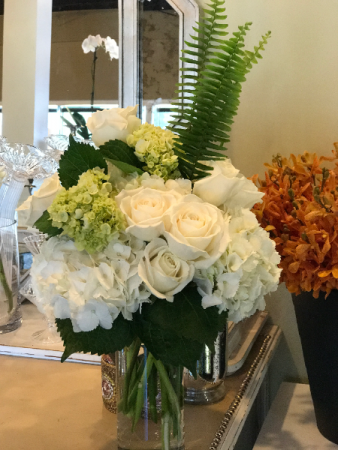 Always Perfect White & Green Hydrangeas WIth Roses