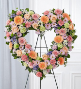 Always Remember Floral Heart Tribute - Pastel Standing Sprays & Wreaths