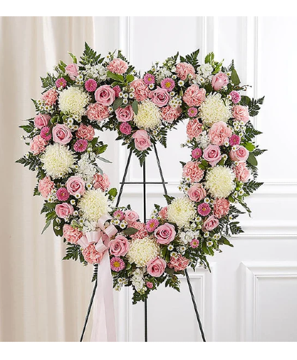 Always Remember Floral Heart Tribute- Pink