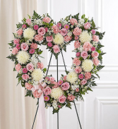 Always Remember Floral Heart Tribute - Pink & Whi 