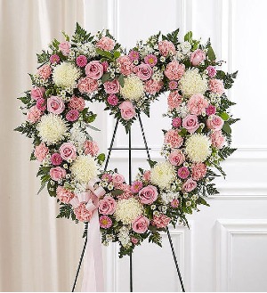 ALWAYS REMEMBER FLORAL HEART TRIBUTE - PINK/WHITE 