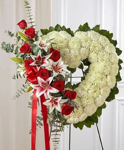 Always Remember™ Floral Heart Tribute - Red Rose & 