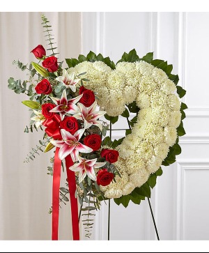 Always Remember  Floral Heart Tribute - Red Rose & 