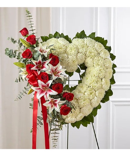 Always Remember™ Floral Heart Tribute - Red Rose & sympathy arrangements
