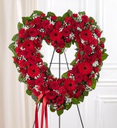 Always Remember™ Floral Heart Tribute- Red Standing Spray