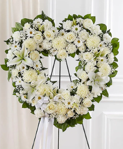 Always Remember Floral Heart Tribute- White 