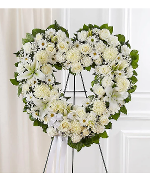Always Remember Floral Heart Tribute- White