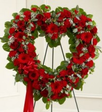 Always Remember Red Floral Heart Tribute sympathy flowers