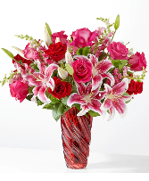 Always You Bouquet with Red Vase 