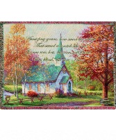 Amazing Grace Chapel in the Woods Tapestry Throw Blanket