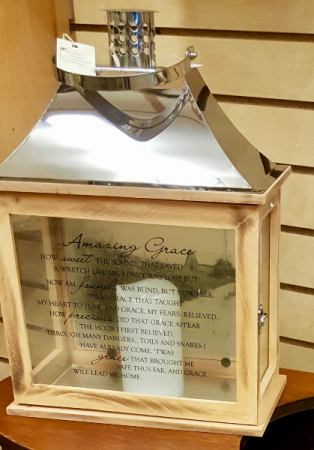 Amazing Grace Scripted Lantern with Candle