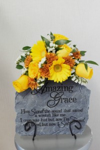Amazing Grace Stone  Resin Plaque with Flowers