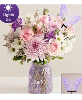 Amazing  Mom! W/ LED Butterfly! Lovely Spring Blooms in a Lavender Illusion Vase in Gainesville, Florida | PRANGE'S FLORIST
