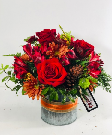 Amber Autumn Container Arrangement