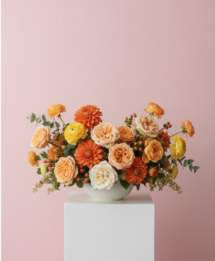 Amber Bloom Bowl Floral Arrangement