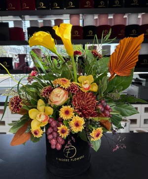 Amber Elegance Velvet Box Arrangement