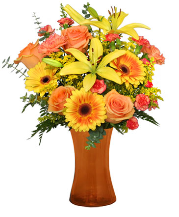 Amber Sky Flower Arrangement in Des Plaines, IL | CR FLOWERS AND THINGS