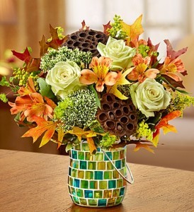 Autumn Winds Mosaic Vase/Re-purpose to a Canldeholder!