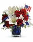 RED WHITE AND BLUE Fresh Floral Arrangement