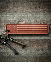 American Flag Leather Keychain 