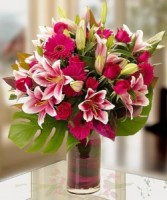Loving those Lilies!   Vased Arrangement Semi-Compact