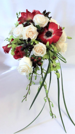 Anemones, roses, berries & orchids Bridal Bouquet 