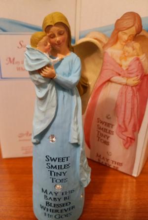 5' Angel Holding Baby  Figurine 