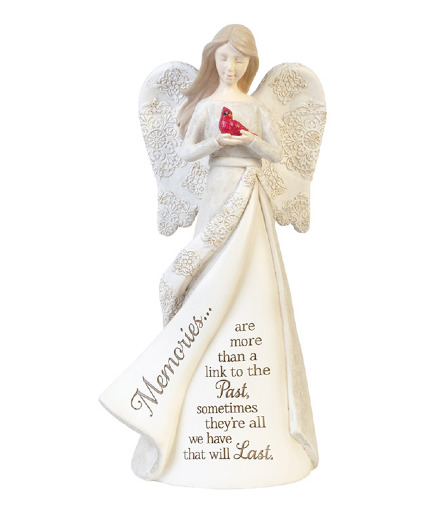 Angel Statue with Cardinal Keepsake 