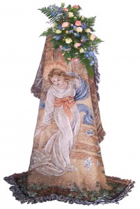 Angel Tapestry w/ smaller top arrangement Sympathy Arrangement/Funeral Flowers