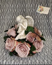 Angel w/ Lavender Silk Roses & Butterfly 