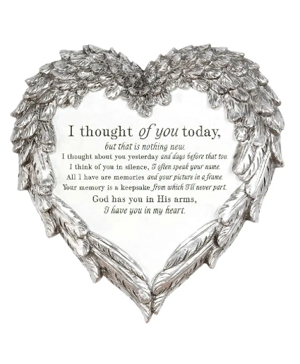 Angel Wing Heart Garden Memory Stone 
